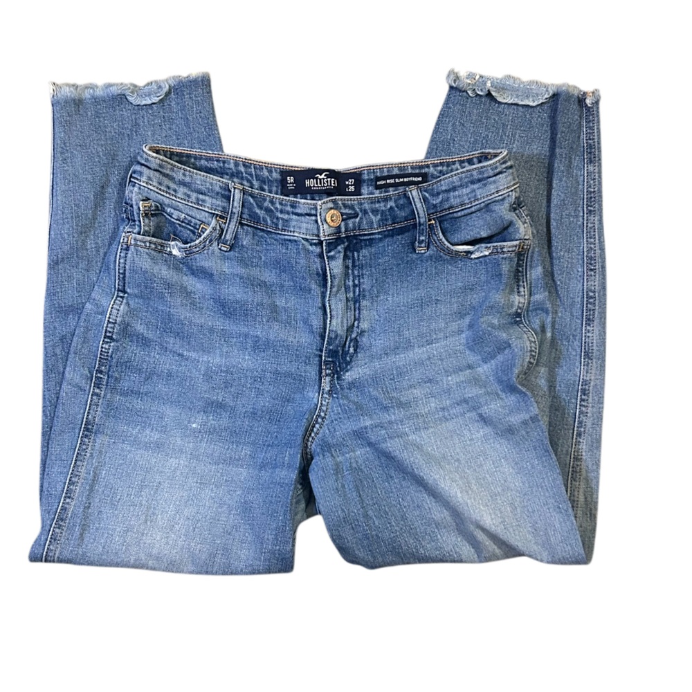 Hollister Women's Classic Blue High arise Slim Boyfriend Jeans